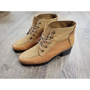 Nycole St. Louis Collection Brown Leather Ankle Booties Boots Size 8 Quebec